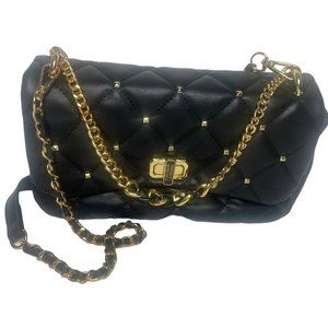 Badgley Mischka Studded Black Crossbody Adjustable Bag Quilted Handbag Purse
